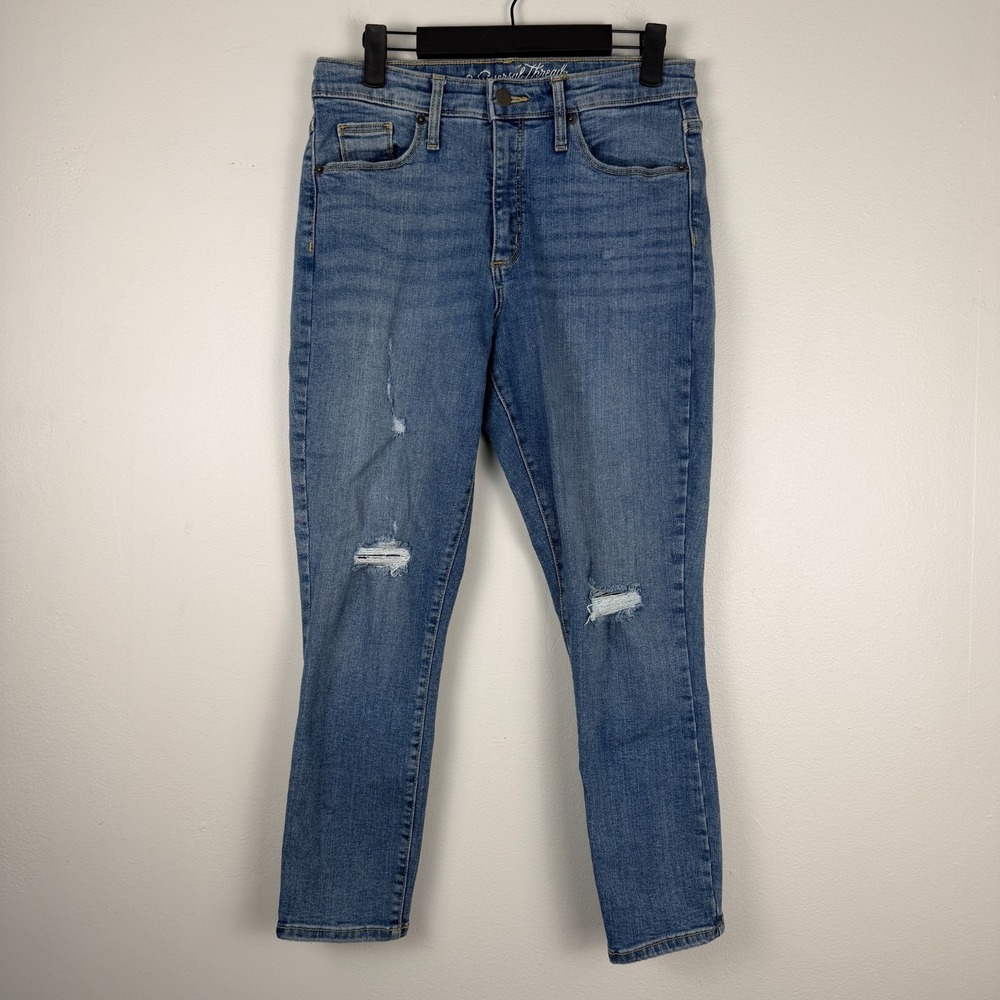 Universal Thread Skinny Crop Jeans Women's 8/29R Blue Denim High Rise Distressed